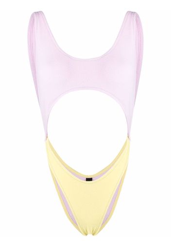 Reina Olga cut out-detail colour-block swimsuit - Rosa