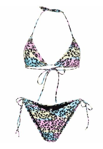 Reina Olga tie-dye leopard-print bikini set - Blu