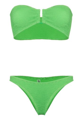 Reina Olga Ausilia ruched bandeau bikini - Verde