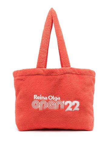 Reina Olga logo-embroidered terry-cloth tote bag - Rosso