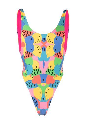 Reina Olga graphic-print swimsuit - Rosa