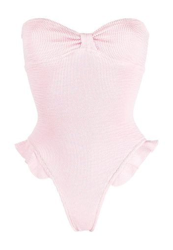 Reina Olga crinkle-effect swimsuit - Rosa