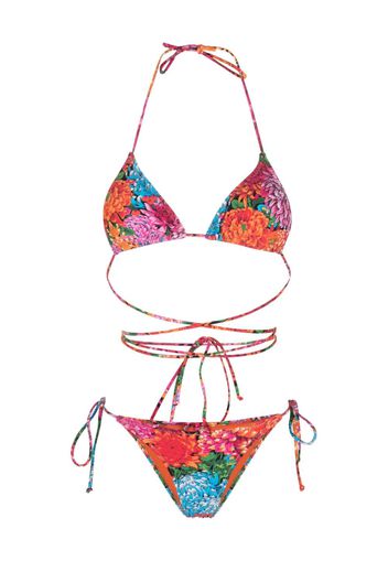 Reina Olga Miami floral-print bikini set - Arancione