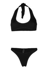 Reina Olga Pilou seersucker bikini set set - Nero