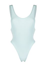 Reina Olga ribbed-detail open back swimsuit - Blu