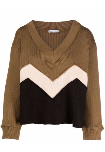 Rejina Pyo V-neck panel knit jumper - Marrone