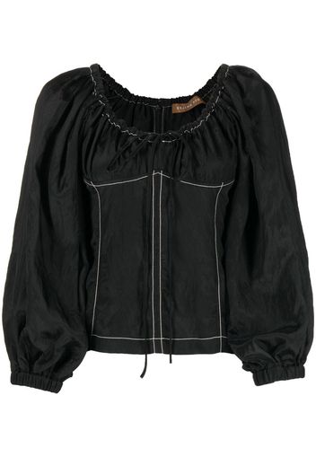 Rejina Pyo Blusa con maniche a palloncino Keeley - Nero