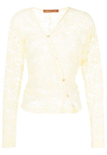 Rejina Pyo Soren asymmetric lace top - Giallo