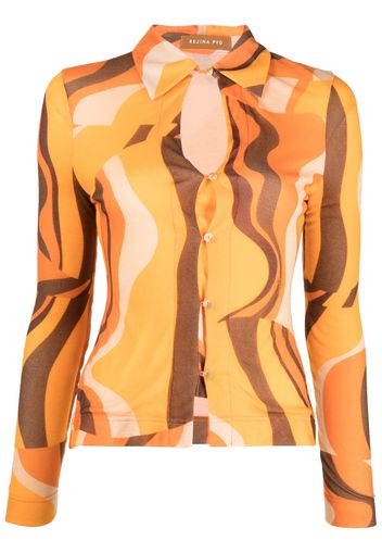 Rejina Pyo Lowry cut-out abstract-orint shirt - Arancione