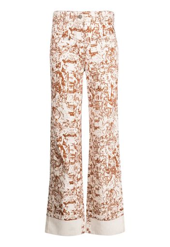 Rejina Pyo Nemy Renaissance-print high-rise wide-leg jeans - Marrone