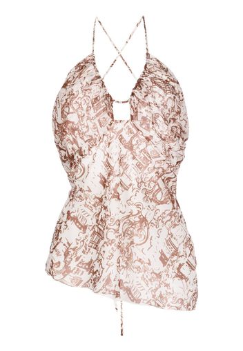 Rejina Pyo Mei Renaissance-print halterneck top - Bianco