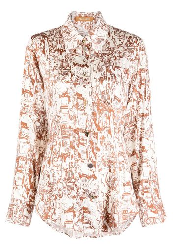 Rejina Pyo graphic-print long-sleeve blouse - Toni neutri