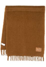 Rejina Pyo Blanket logo-patch fringed scarf - Marrone