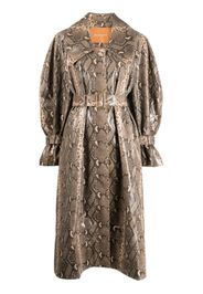 Rejina Pyo snakeprint-effect belted-waist coat - Marrone