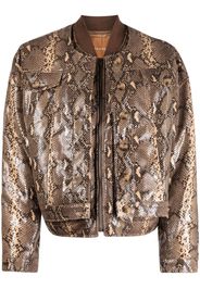 Rejina Pyo Wells snakeskin-print bomber jacket - Marrone