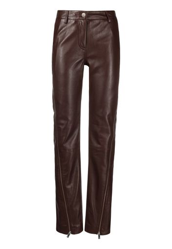 REMAIN high-waisted leather trousers - Marrone