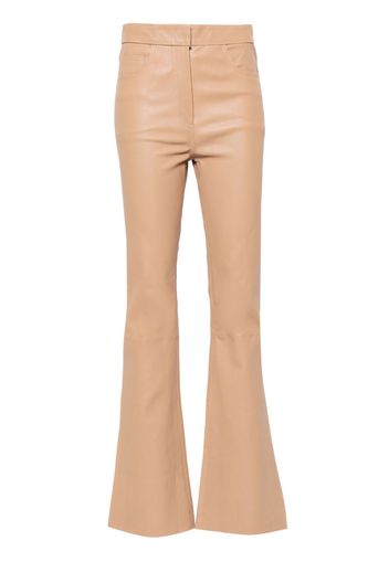 REMAIN high-waist leather flared trousers - Marrone