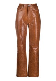 REMAIN Lynn leather straight-leg trousers - Marrone