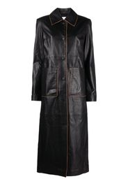 REMAIN single-breasted leather maxi coat - Nero