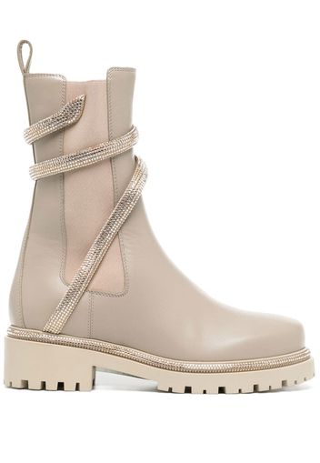 René Caovilla studded-strap leather boots - Marrone