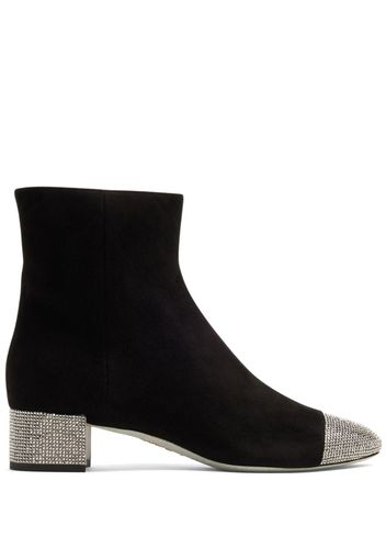 René Caovilla crystal-embellished suede boots - Nero