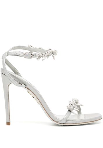 René Caovilla 100mm bow-detail crystal-embellished sandals - Argento