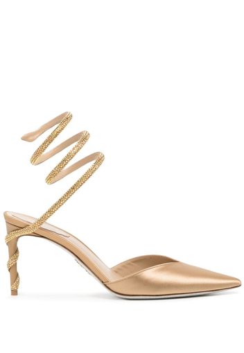 René Caovilla Margot 85mm crystal-embellished pumps - Oro