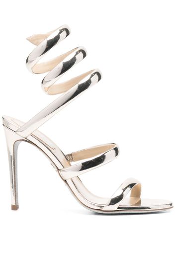 René Caovilla Cleo 110mm metallic leather sandals - Oro