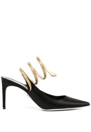 René Caovilla Cleo 80mm rhinestone-embellished satin pumps - Nero