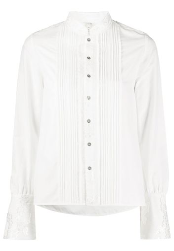 pleated button-down shirt