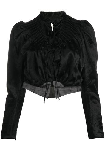 velvet front-tie jacket