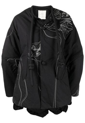 Renli Su embroidered drop-shoulder jacket - Nero