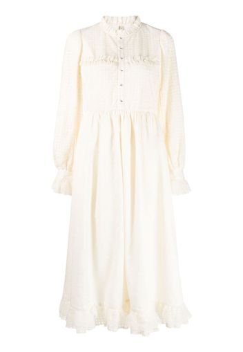 Renli Su ruffle-detail button-down dress - Bianco