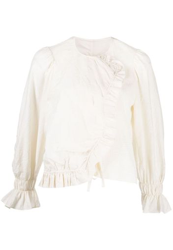 Renli Su Blusa con ruches Novella - Bianco