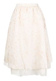 Renli Su embossed A-line midi skirt - Bianco