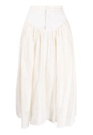 Renli Su Gonna midi Prudence con punto smock - Bianco