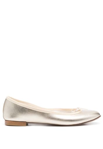 Repetto metallic bow-detail ballerina shoes - Oro