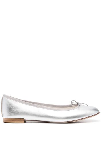 Repetto metallic bow-detail ballerina shoes - Argento