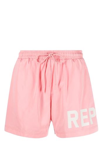 Represent logo-print drawstring-waist swim shorts - Rosa