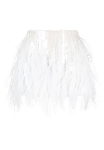 Retrofete Athana feather sequin mini skirt - Bianco