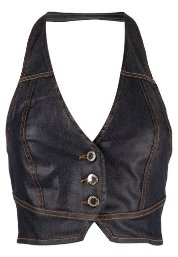 Retrofete Canotta Brielle corta denim - Blu