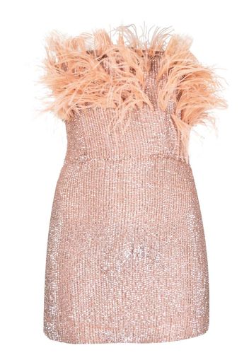 Retrofete feather-detail mini dress - Rosa