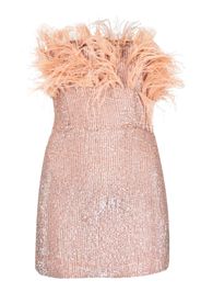 Retrofete feather-detail mini dress - Rosa