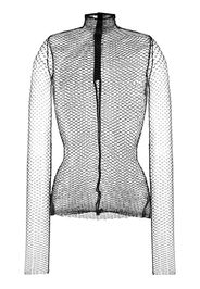 REV Top a maniche lunghe semi trasparente - Nero