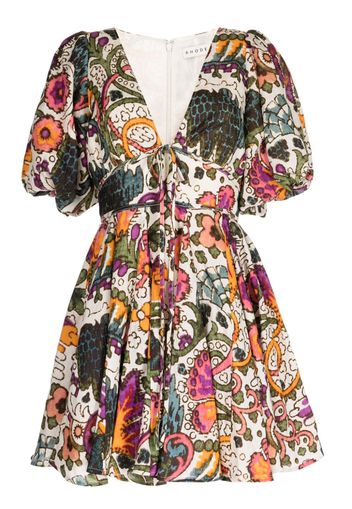 Rhode Madeline Lamu Grande-print flared dress - Multicolore