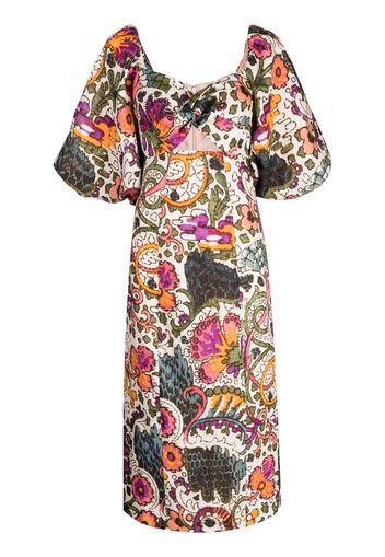 Rhode floral-print linen dress - Bianco