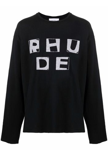 Rhude logo-print long-sleeved T-shirt - Nero