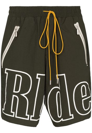 Rhude logo print drawstring track shorts - Verde