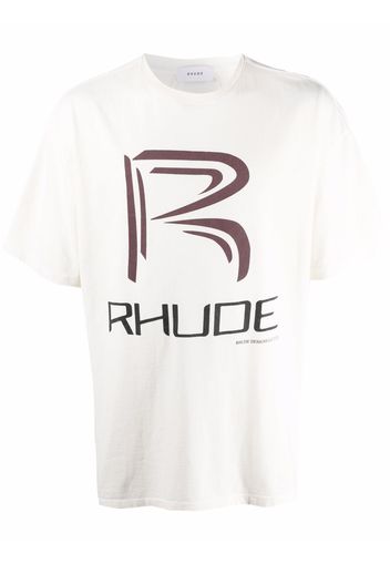 Rhude logo-print cotton T-shirt - Bianco