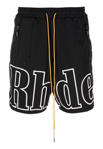 Rhude logo-print drawstring shorts - Nero